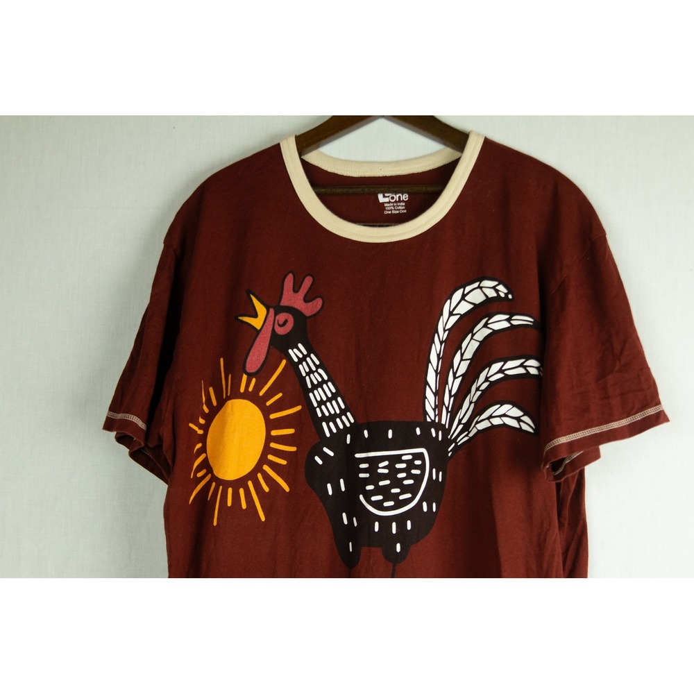 Lazy One Womens Rise & Shine Rooster Graphic Nightshirt Burgundy Cotton One Size - Picture 3 of 10